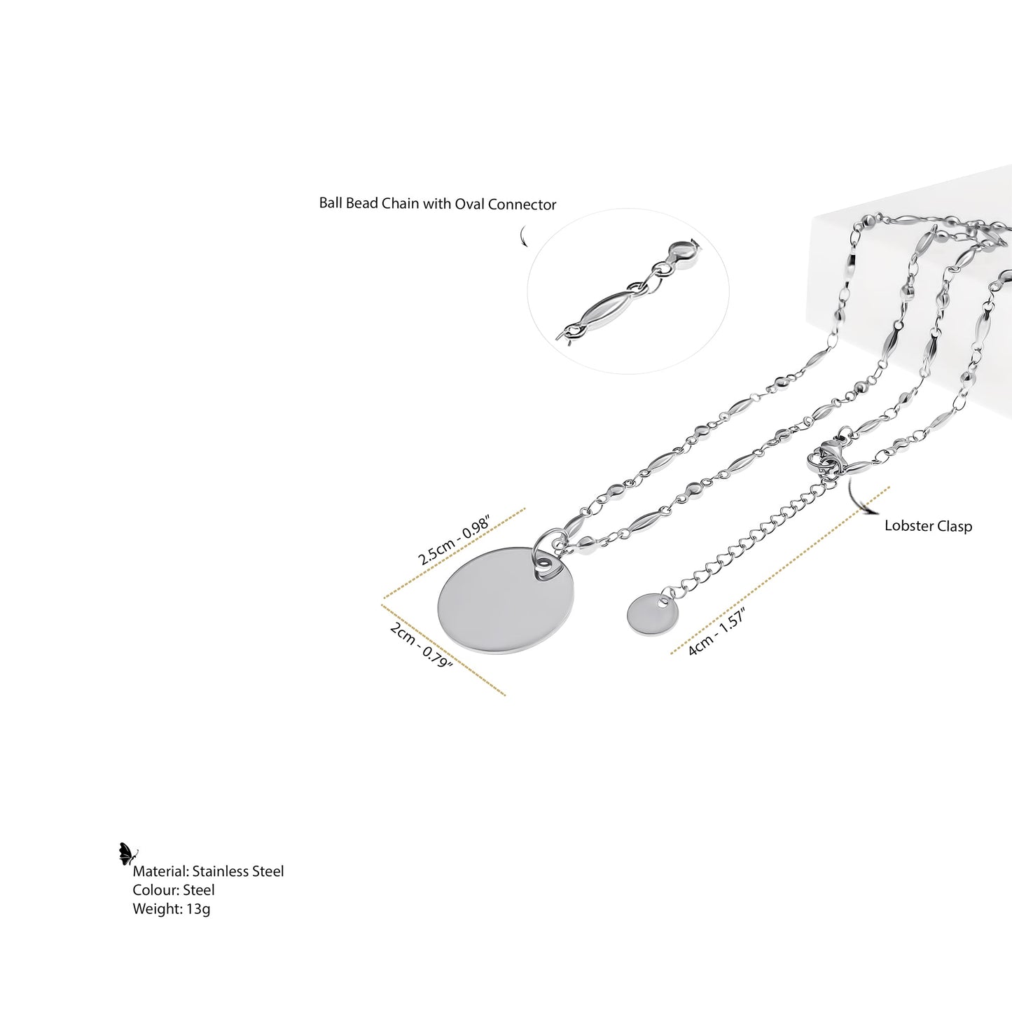 Flat Round Tag Necklace