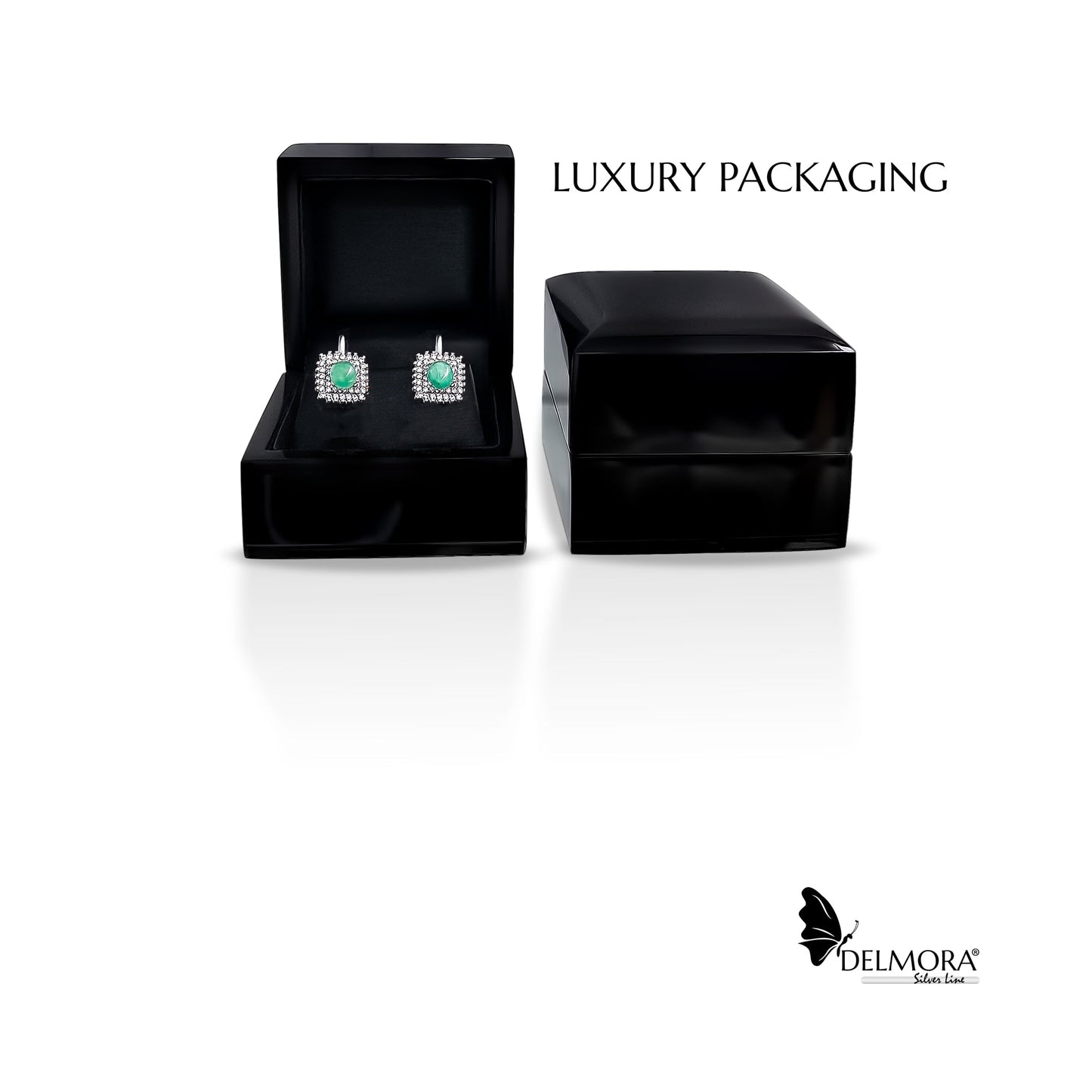 1.87ct Natural Colombian Emerald Cabochon Cut Silver Earrings