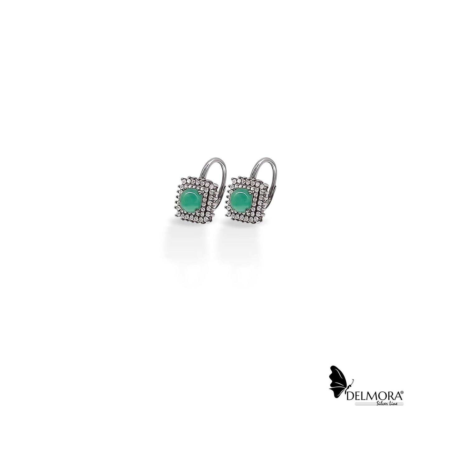 1.87ct Natural Colombian Emerald Cabochon Cut Silver Earrings
