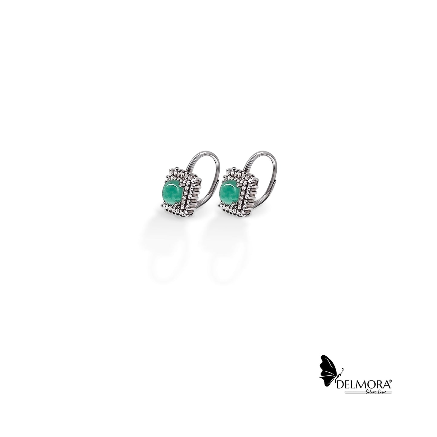1.87ct Natural Colombian Emerald Cabochon Cut Silver Earrings