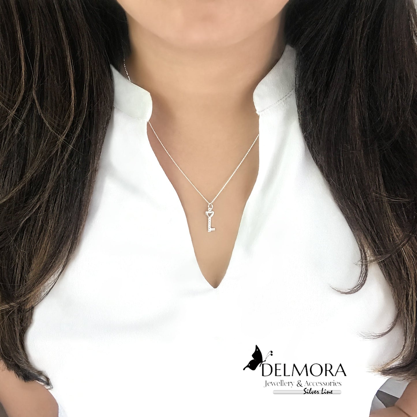 Zirconium Key Necklace