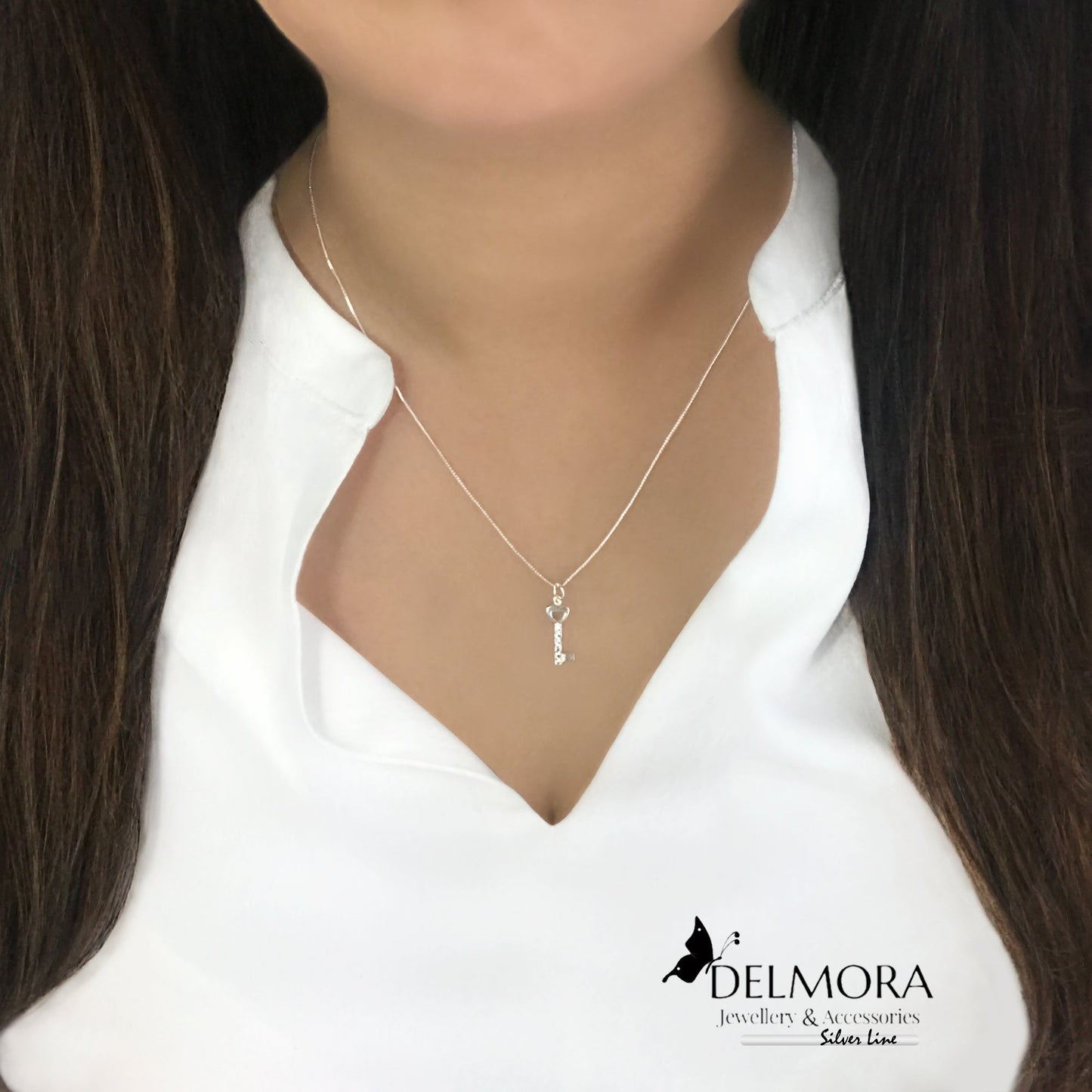 Zirconium Key Necklace