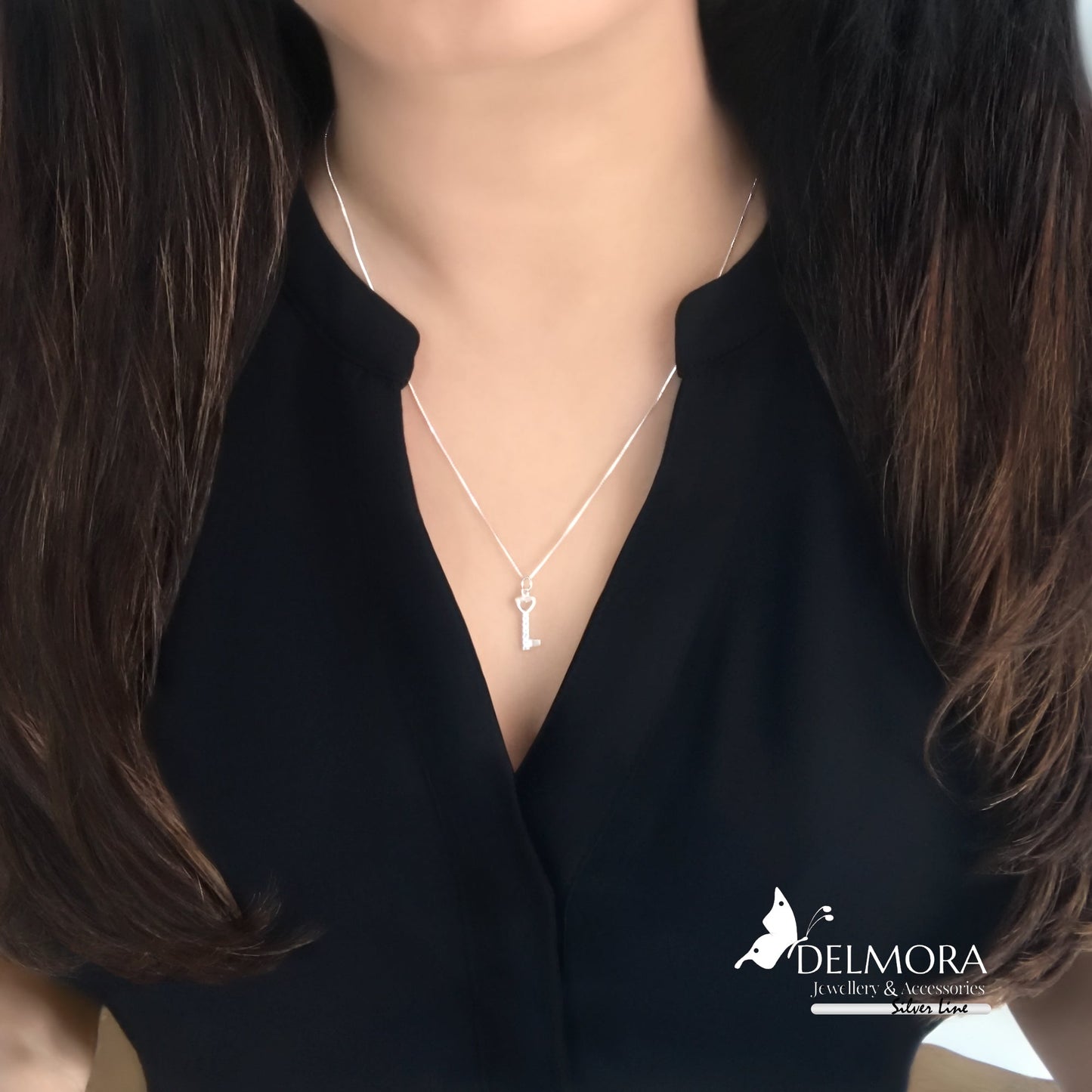 Zirconium Key Necklace