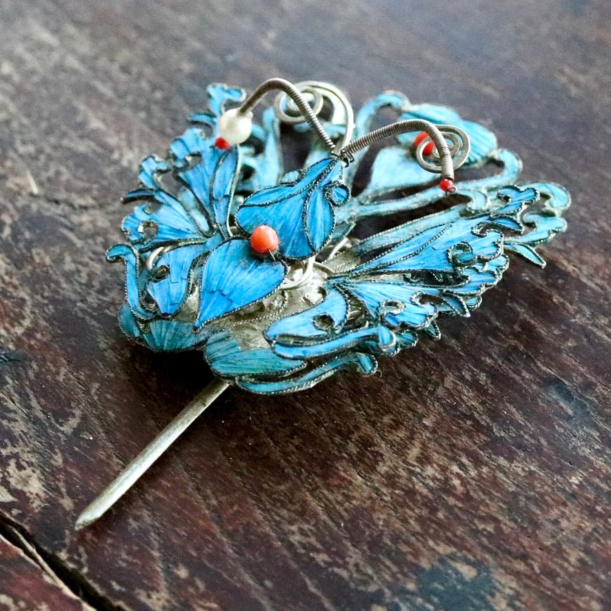 Antique Tian-Tsui (üc´ä) Hair Pin - Butterfly/Moth - 1028