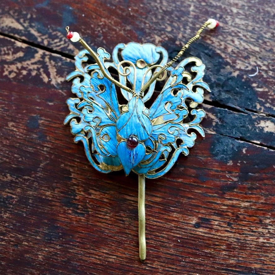 Antique Tian-Tsui (üc´ä) Hair Pin - Butterfly/Moth - 1015