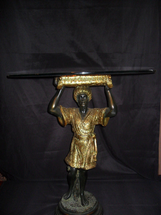 Glass Top Table - Blackamoor Standing