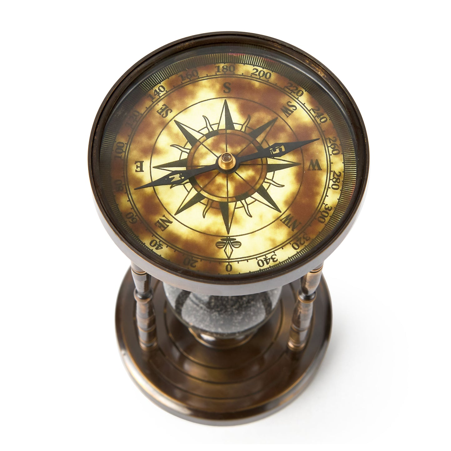 Antique-Style Sand Timer with Functional Compass ¨C Perfect for Collectors & Gifting