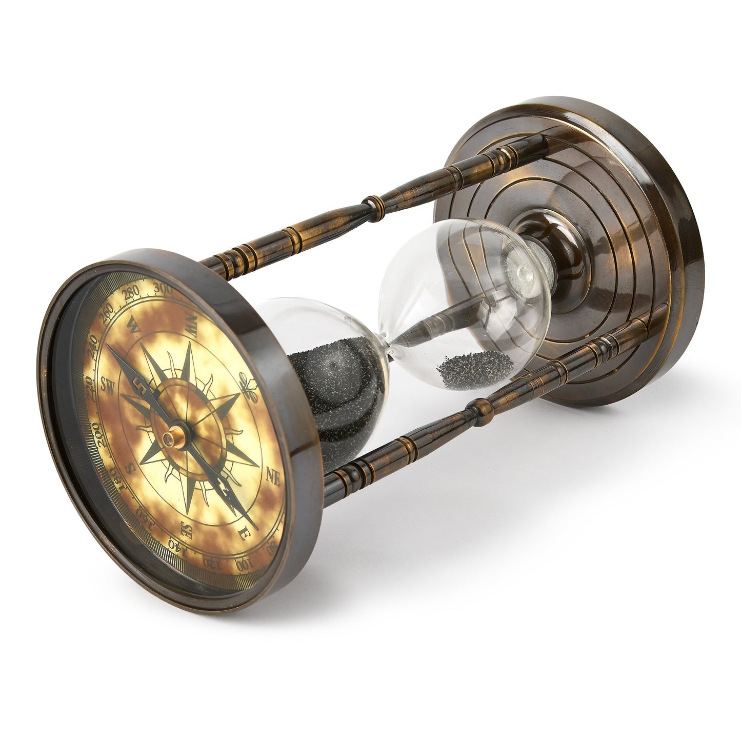 Antique-Style Sand Timer with Functional Compass ¨C Perfect for Collectors & Gifting