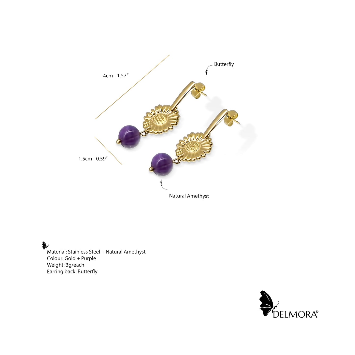 Daisy Amethyst Earrings