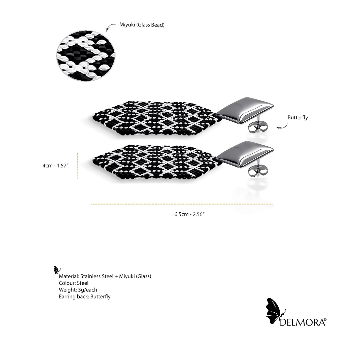 Black & White Hexagon Earrings
