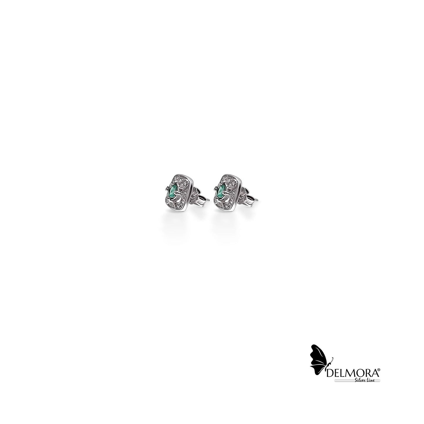 0.60ct Natural Colombian Emerald Round Cut Silver Earrings