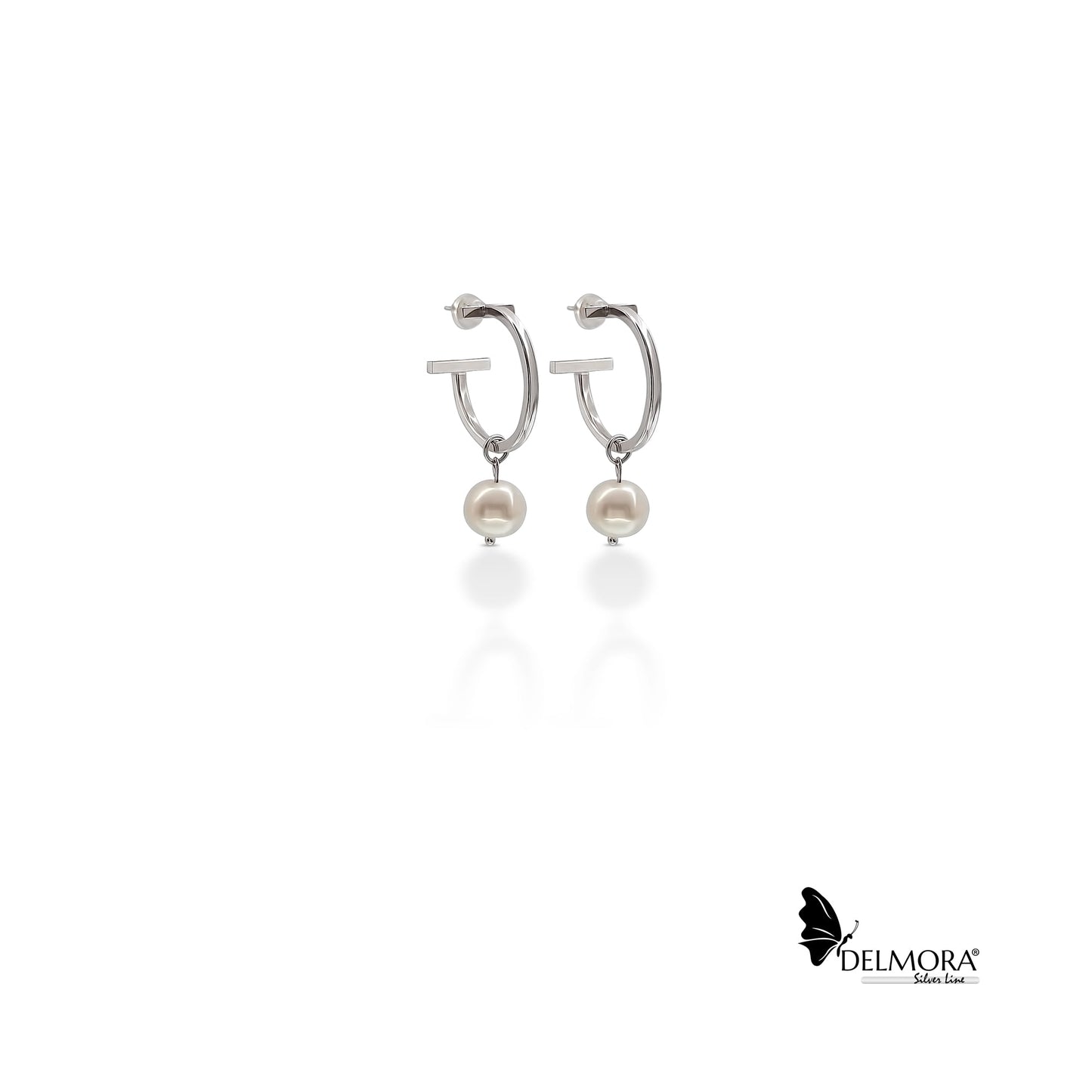 Open Hoop Earrings - Pearl