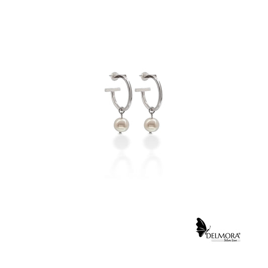 Open Hoop Earrings - Pearl