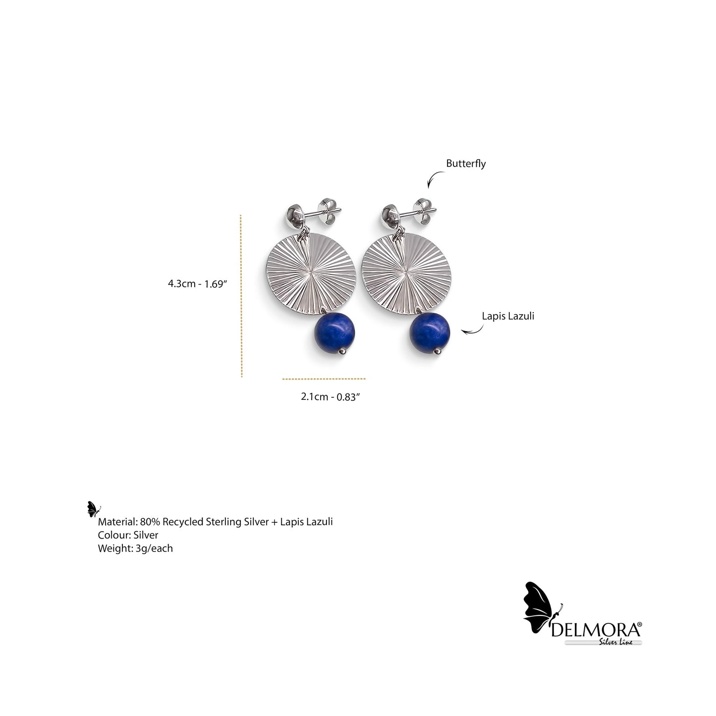 Sun Ray-Lapis Lazuli Earrings
