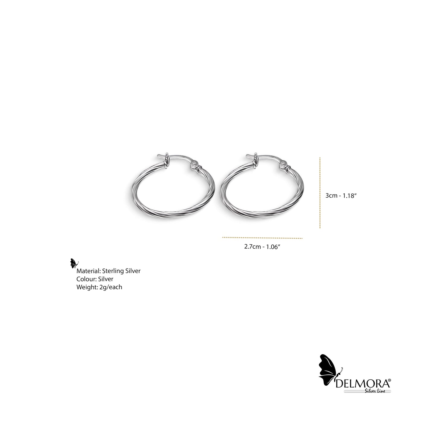 Twisted Hoop Earrings - 2.7cm