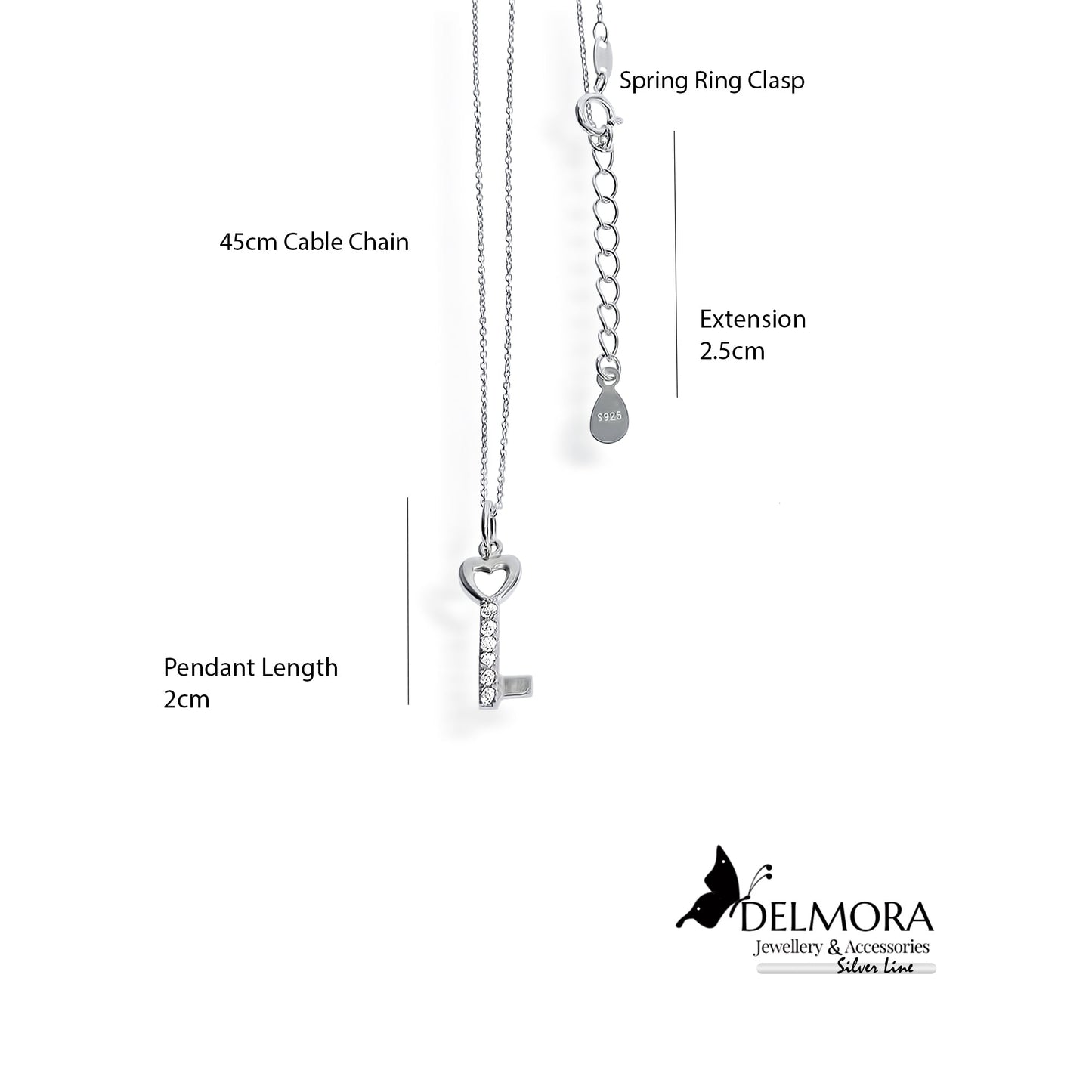Zirconium Key Necklace