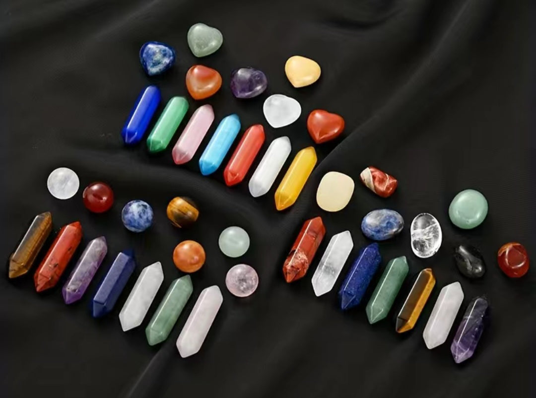 14pcs Pointed Quartz Stone,Chakra Healing Stones Set,Hexagon Rose Quartz Gems For Meditation Bedroom Decor,Unique Gift Box Design