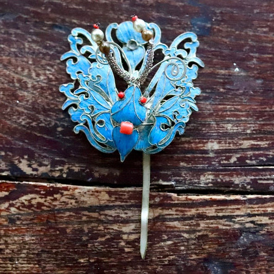 Antique Tian-Tsui (üc´ä) Hair Pin - Butterfly/Moth - 1038