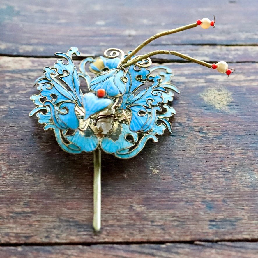 Antique Tian-Tsui (üc´ä) Hair Pin - Butterfly/Moth - 1034