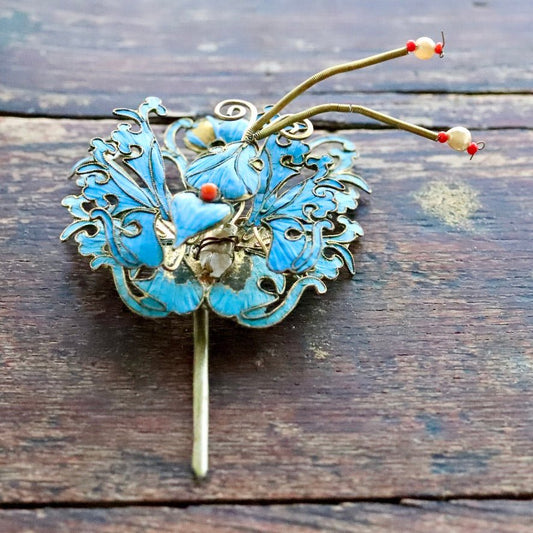 Antique Tian-Tsui (üc´ä) Hair Pin - Butterfly/Moth - 1034