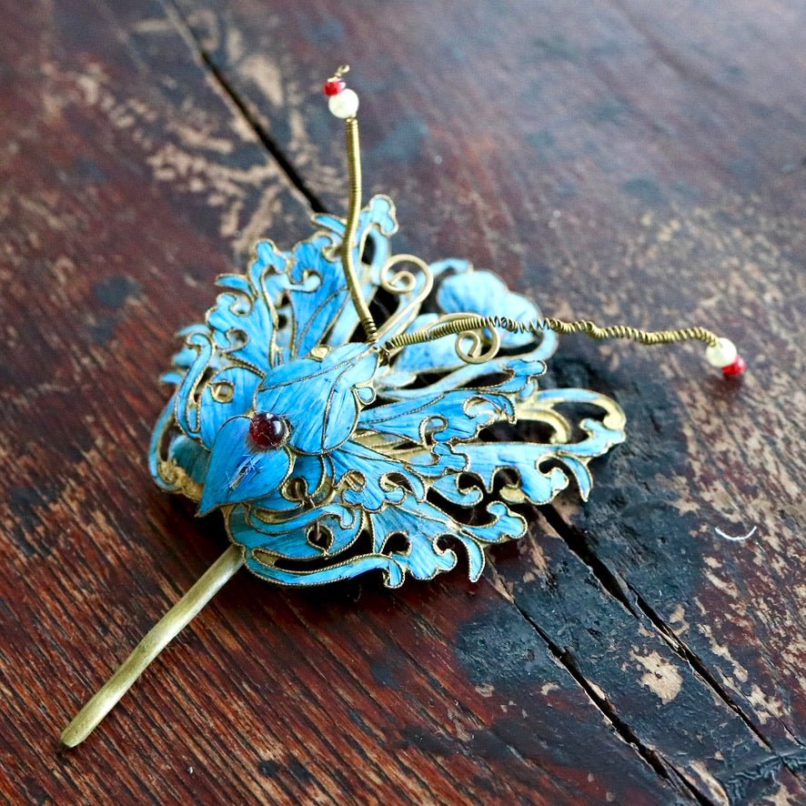 Antique Tian-Tsui (üc´ä) Hair Pin - Butterfly/Moth - 1015