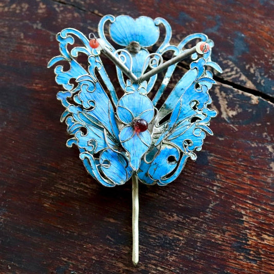 Antique Tian-Tsui (üc´ä) Hair Pin - Butterfly/Moth - 1014