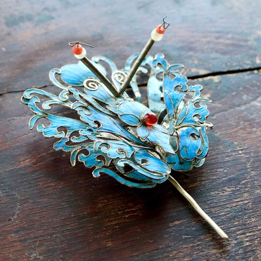 Antique Tian-Tsui (üc´ä) Hair Pin - Butterfly/Moth - 1014