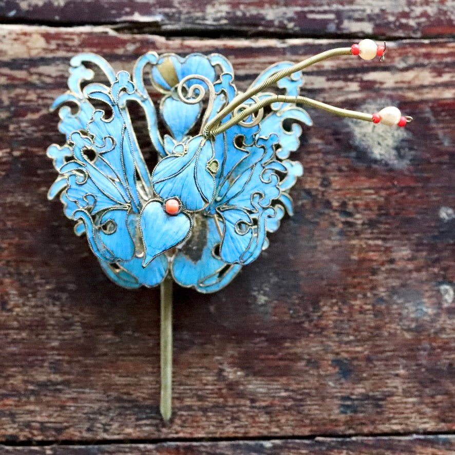 Antique Tian-Tsui (üc´ä) Hair Pin - Butterfly/Moth - 1034