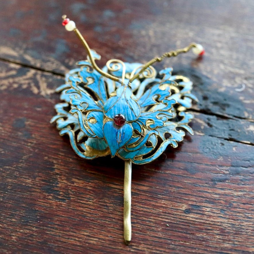 Antique Tian-Tsui (üc´ä) Hair Pin - Butterfly/Moth - 1015