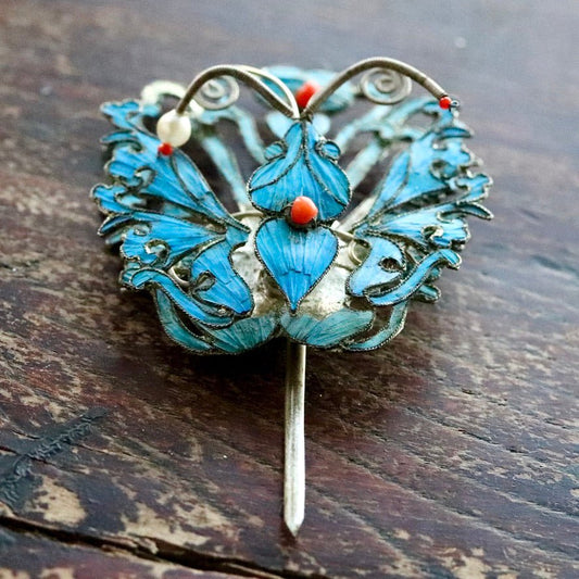 Antique Tian-Tsui (üc´ä) Hair Pin - Butterfly/Moth - 1028