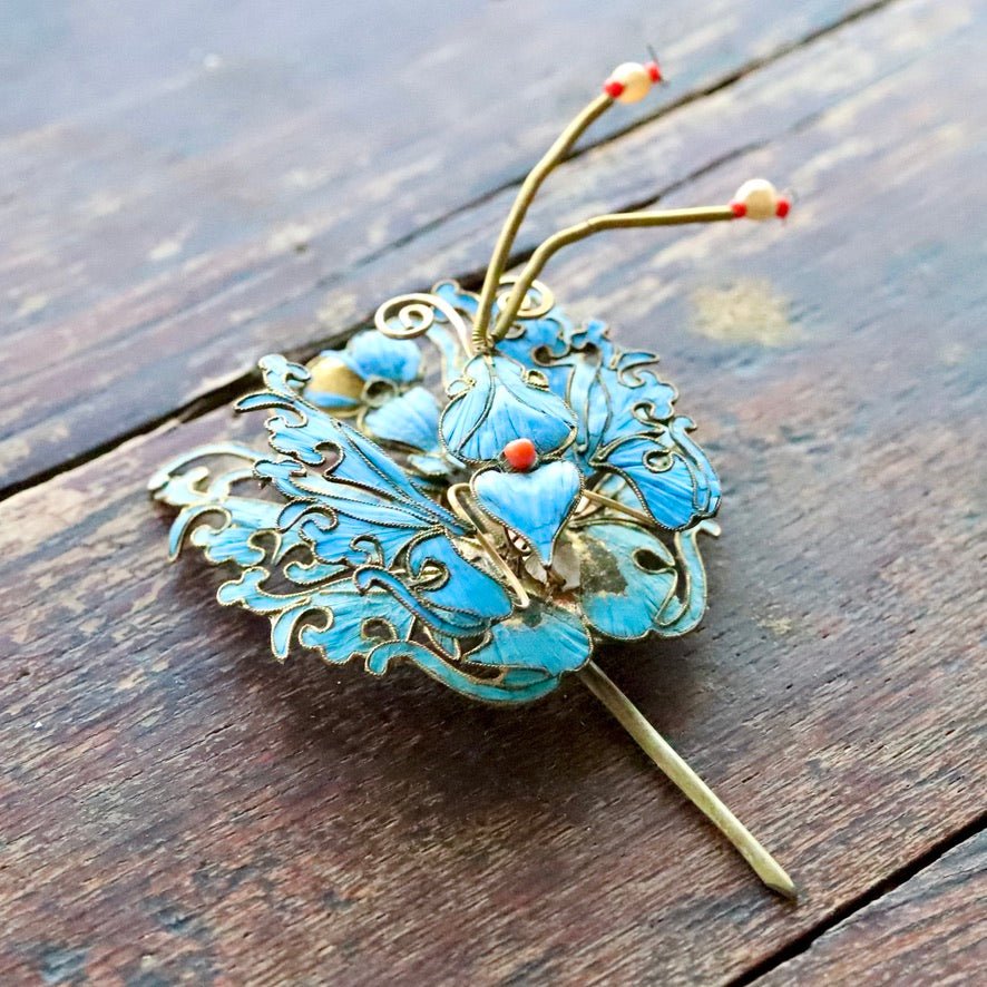 Antique Tian-Tsui (üc´ä) Hair Pin - Butterfly/Moth - 1034