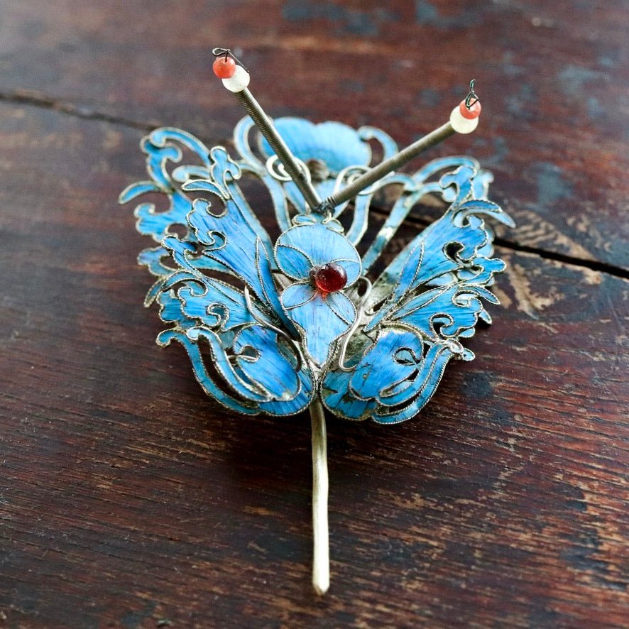 Antique Tian-Tsui (üc´ä) Hair Pin - Butterfly/Moth - 1014