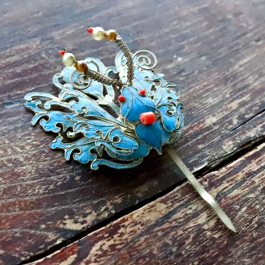 Antique Tian-Tsui (üc´ä) Hair Pin - Butterfly/Moth - 1038
