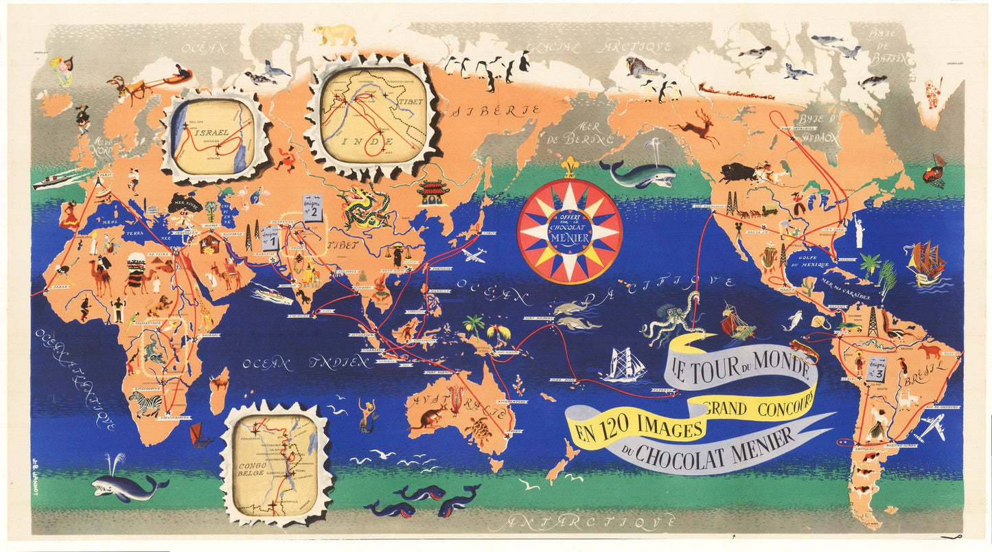 1956 Le Tour du Monde en 120 Images Grand Concours du Chocolat Menier